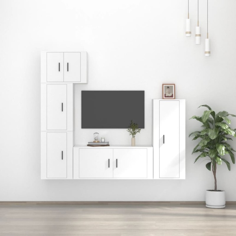 vidaXL 5-tlg. TV-Schrank-Set Weiß Holzwerkstoff vidaXL 5-tlg. TV-Schrank-Set Weiß Holzwerkstoff