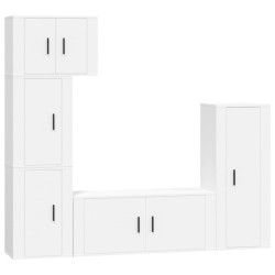 vidaXL 5-tlg. TV-Schrank-Set Weiß Holzwerkstoff
