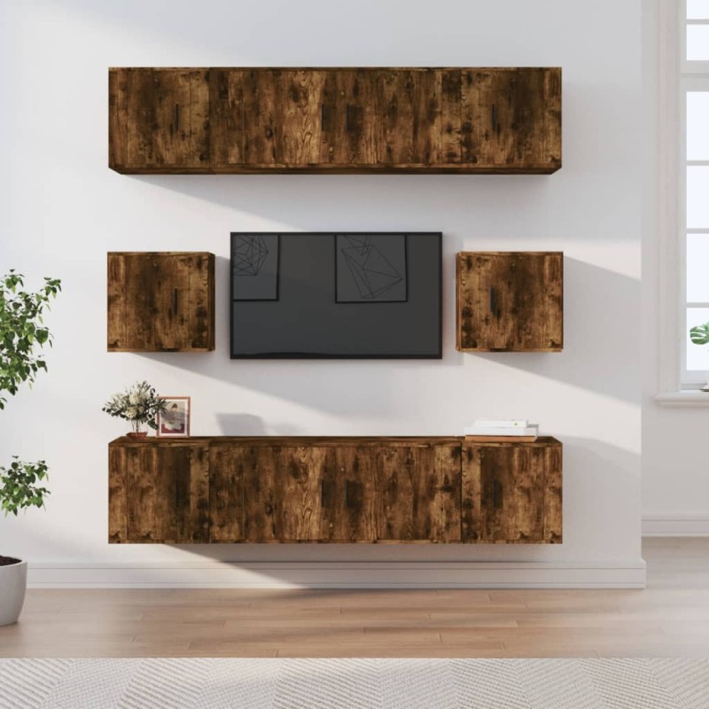 vidaXL 8-tlg. TV-Schrank-Set Räuchereiche Holzwerkstoff vidaXL 8-tlg. TV-Schrank-Set Räuchereiche Holzwerkstoff