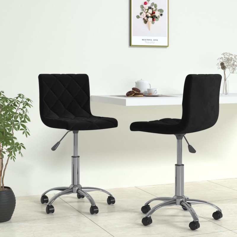 Esszimmerstühle 2 Stk. Drehbar Schwarz Samt Esszimmerstühle 2 Stk. Drehbar Schwarz Samt