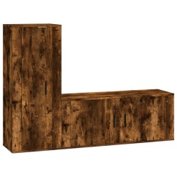 vidaXL 2-tlg. TV-Schrank-Set Räuchereiche Holzwerkstoff