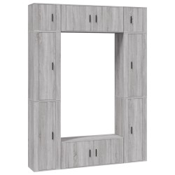 vidaXL 8-tlg. TV-Schrank-Set Grau Sonoma Holzwerkstoff