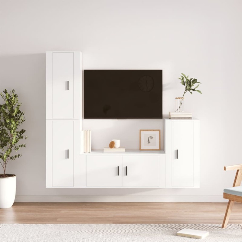 vidaXL 4-tlg. TV-Schrank-Set Weiß Holzwerkstoff vidaXL 4-tlg. TV-Schrank-Set Weiß Holzwerkstoff