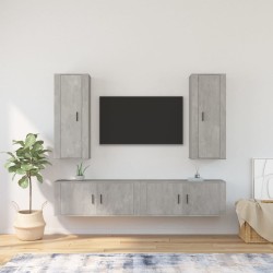 vidaXL 4-tlg. TV-Schrank-Set Betongrau Holzwerkstoff