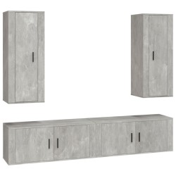 vidaXL 4-tlg. TV-Schrank-Set Betongrau Holzwerkstoff
