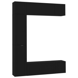 vidaXL 7-tlg. TV-Schrank-Set Schwarz Holzwerkstoff