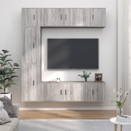 vidaXL 7-tlg. TV-Schrank-Set Grau Sonoma Holzwerkstoff
