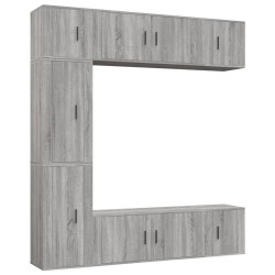 vidaXL 7-tlg. TV-Schrank-Set Grau Sonoma Holzwerkstoff