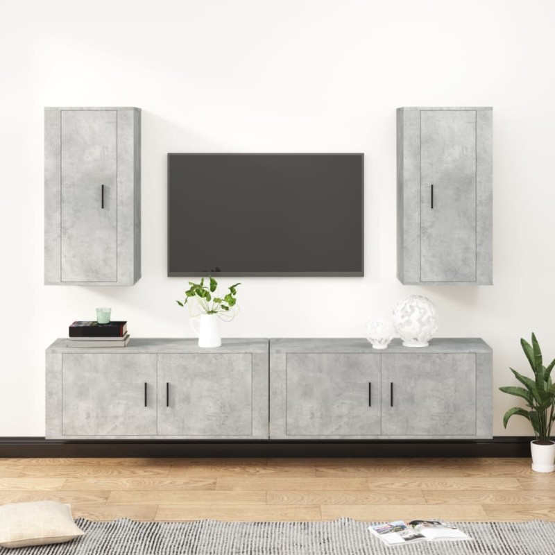 vidaXL 4-tlg. TV-Schrank-Set Betongrau Holzwerkstoff vidaXL 4-tlg. TV-Schrank-Set Betongrau Holzwerkstoff