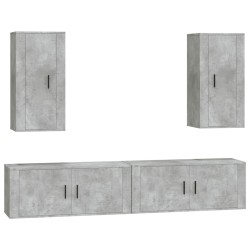 vidaXL 4-tlg. TV-Schrank-Set Betongrau Holzwerkstoff