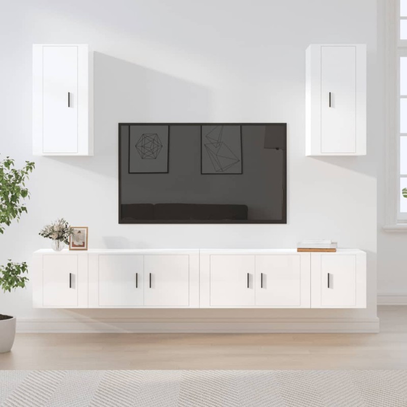 vidaXL 6-tlg. TV-Schrank-Set Hochglanz-Weiß Holzwerkstoff vidaXL 6-tlg. TV-Schrank-Set Hochglanz-Weiß Holzwerkstoff