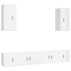 vidaXL 6-tlg. TV-Schrank-Set Hochglanz-Weiß Holzwerkstoff