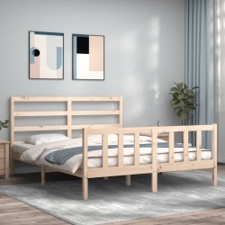 vidaXL Massivholzbett mit Kopfteil 160x200 cm