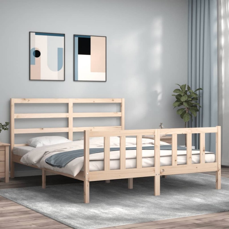 vidaXL Massivholzbett mit Kopfteil 160x200 cm vidaXL Massivholzbett mit Kopfteil 160x200 cm