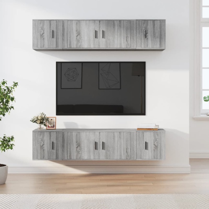 vidaXL 6-tlg. TV-Schrank-Set Grau Sonoma Holzwerkstoff vidaXL 6-tlg. TV-Schrank-Set Grau Sonoma Holzwerkstoff