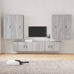 vidaXL 6-tlg. TV-Schrank-Set Grau Sonoma Holzwerkstoff