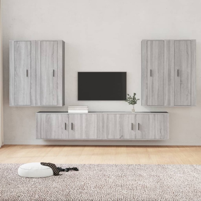 vidaXL 6-tlg. TV-Schrank-Set Grau Sonoma Holzwerkstoff vidaXL 6-tlg. TV-Schrank-Set Grau Sonoma Holzwerkstoff