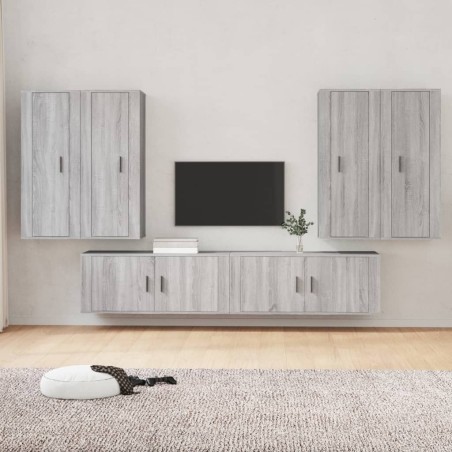 vidaXL 6-tlg. TV-Schrank-Set Grau Sonoma Holzwerkstoff