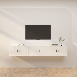vidaXL TV-Wandschränke 3 Stk. Hochglanz-Weiß 80x34,5x40 cm