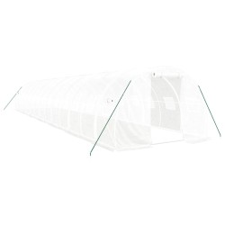 vidaXL Gewächshaus mit Stahlrahmen Weiß 42 m² 14x3x2 m