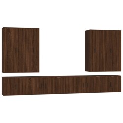 vidaXL 8-tlg. TV-Schrank-Set Braun Eichen-Optik Holzwerkstoff