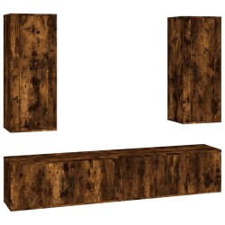 vidaXL 4-tlg. TV-Schrank-Set Räuchereiche Holzwerkstoff