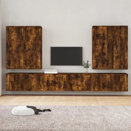 vidaXL 8-tlg. TV-Schrank-Set Räuchereiche Holzwerkstoff