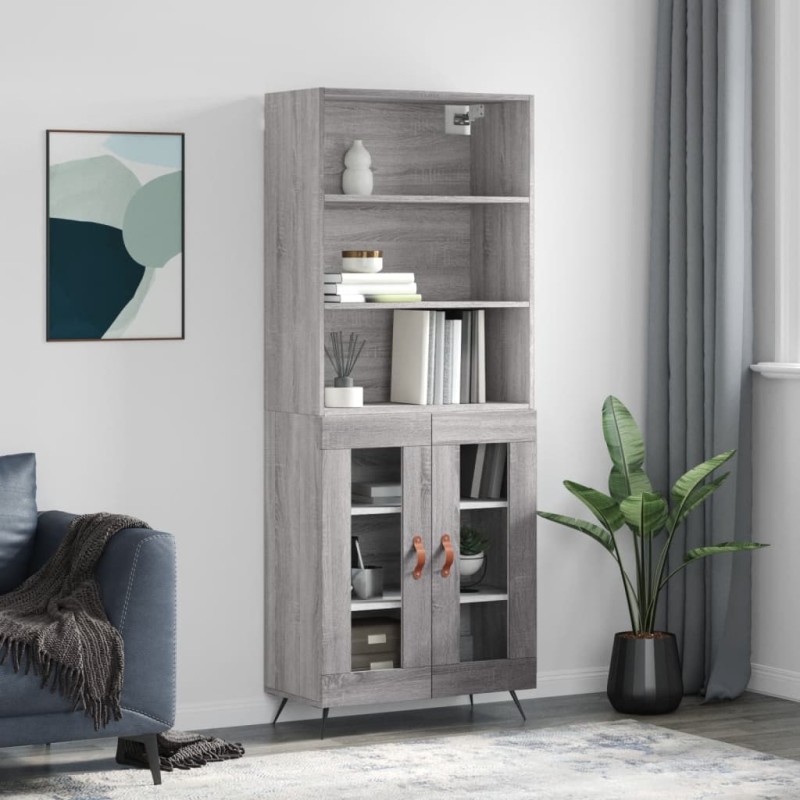 vidaXL Highboard Grau Sonoma 69,5x34x180 cm Holzwerkstoff vidaXL Highboard Grau Sonoma 69,5x34x180 cm Holzwerkstoff