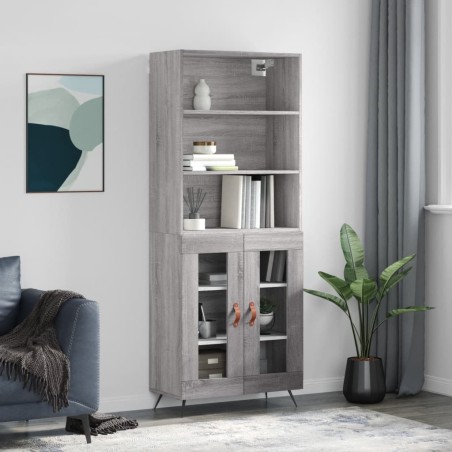 vidaXL Highboard Grau Sonoma 69,5x34x180 cm Holzwerkstoff