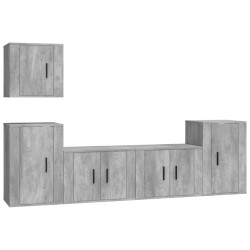 vidaXL 5-tlg. TV-Schrank-Set Betongrau Holzwerkstoff