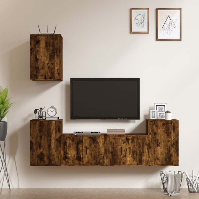 vidaXL 5-tlg. TV-Schrank-Set Räuchereiche Holzwerkstoff vidaXL 5-tlg. TV-Schrank-Set Räuchereiche Holzwerkstoff
