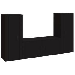 vidaXL 3-tlg. TV-Schrank-Set Schwarz Holzwerkstoff