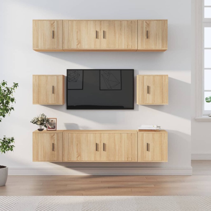 vidaXL 8-tlg. TV-Schrank-Set Sonoma-Eiche Holzwerkstoff vidaXL 8-tlg. TV-Schrank-Set Sonoma-Eiche Holzwerkstoff