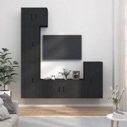 vidaXL 5-tlg. TV-Schrank-Set Schwarz Holzwerkstoff