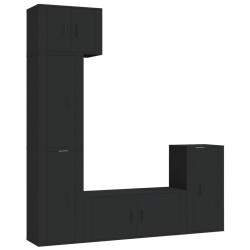 vidaXL 5-tlg. TV-Schrank-Set Schwarz Holzwerkstoff