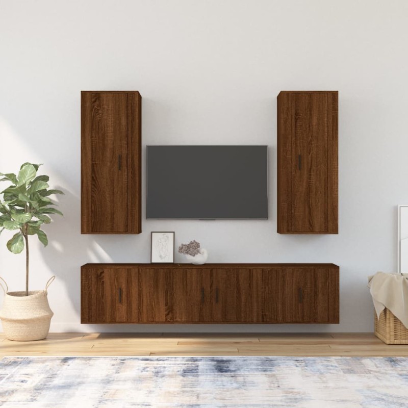 vidaXL 5-tlg. TV-Schrank-Set Braun Eichen-Optik Holzwerkstoff vidaXL 5-tlg. TV-Schrank-Set Braun Eichen-Optik Holzwerkstoff