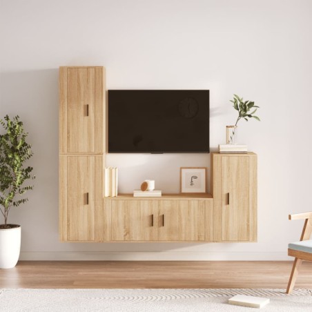 vidaXL 4-tlg. TV-Schrank-Set Sonoma-Eiche Holzwerkstoff