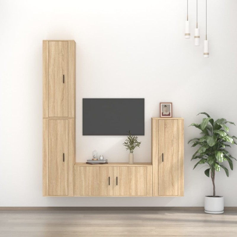 vidaXL 4-tlg. TV-Schrank-Set Sonoma-Eiche Holzwerkstoff vidaXL 4-tlg. TV-Schrank-Set Sonoma-Eiche Holzwerkstoff