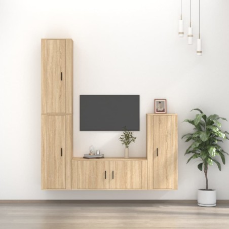 vidaXL 4-tlg. TV-Schrank-Set Sonoma-Eiche Holzwerkstoff