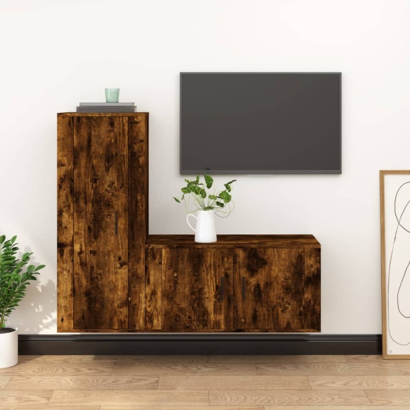 vidaXL 2-tlg. TV-Schrank-Set Räuchereiche Holzwerkstoff vidaXL 2-tlg. TV-Schrank-Set Räuchereiche Holzwerkstoff