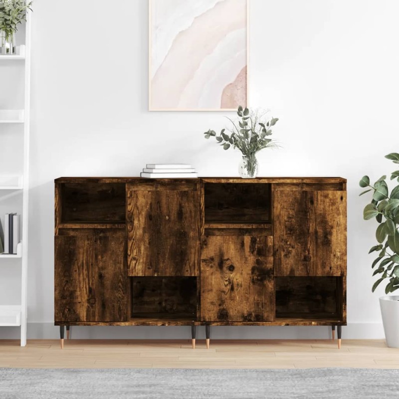 vidaXL Sideboards 2 Stk. Räuchereiche Holzwerkstoff vidaXL Sideboards 2 Stk. Räuchereiche Holzwerkstoff