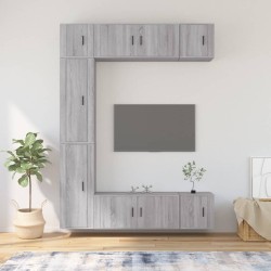 vidaXL 7-tlg. TV-Schrank-Set Grau Sonoma Holzwerkstoff