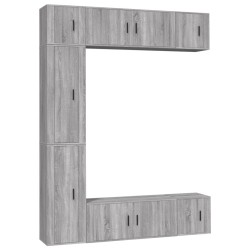 vidaXL 7-tlg. TV-Schrank-Set Grau Sonoma Holzwerkstoff