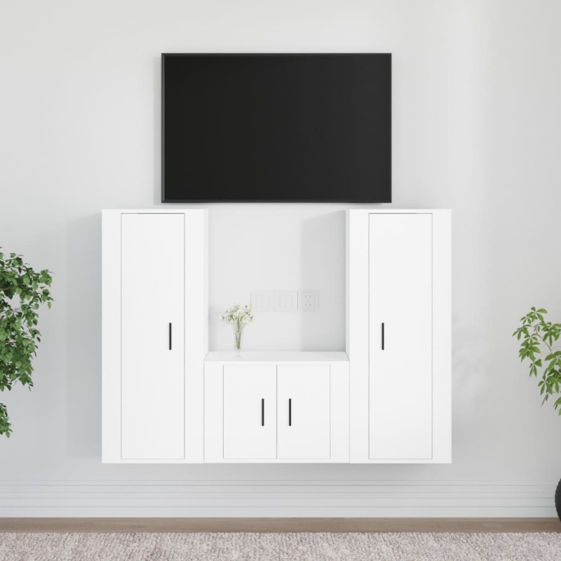 vidaXL 3-tlg. TV-Schrank-Set Weiß Holzwerkstoff vidaXL 3-tlg. TV-Schrank-Set Weiß Holzwerkstoff