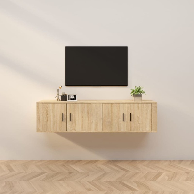 vidaXL TV-Wandschränke 2 Stk. Sonoma-Eiche 80x34,5x40 cm vidaXL TV-Wandschränke 2 Stk. Sonoma-Eiche 80x34,5x40 cm
