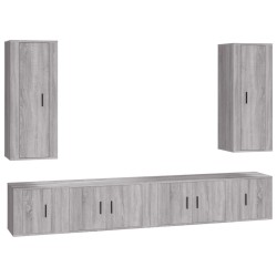 vidaXL 6-tlg. TV-Schrank-Set Grau Sonoma Holzwerkstoff