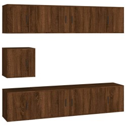 vidaXL 7-tlg. TV-Schrank-Set Braun Eichen-Optik Holzwerkstoff