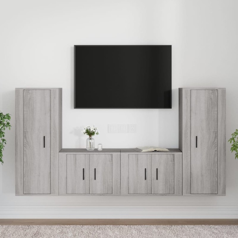 vidaXL 4-tlg. TV-Schrank-Set Grau Sonoma Holzwerkstoff vidaXL 4-tlg. TV-Schrank-Set Grau Sonoma Holzwerkstoff