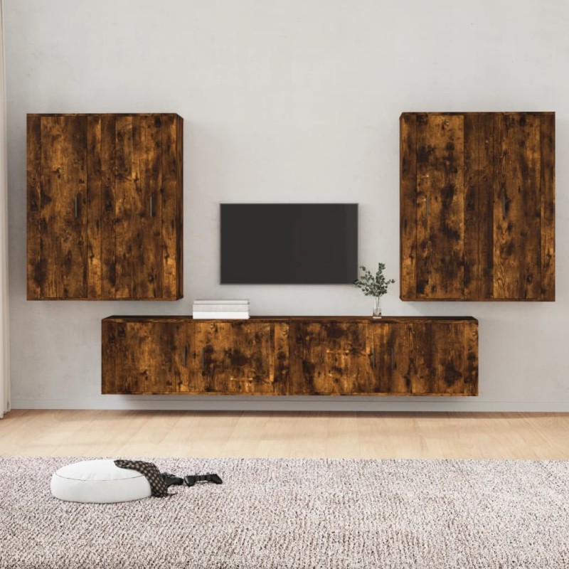 vidaXL 6-tlg. TV-Schrank-Set Räuchereiche Holzwerkstoff vidaXL 6-tlg. TV-Schrank-Set Räuchereiche Holzwerkstoff