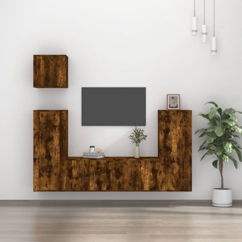 vidaXL 5-tlg. TV-Schrank-Set Räuchereiche Holzwerkstoff vidaXL 5-tlg. TV-Schrank-Set Räuchereiche Holzwerkstoff